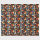 Pug met kerstverlichting vakantie cadeaupapier (Vlak)