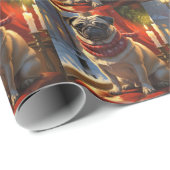 Pug met kerstverlichting vakantie cadeaupapier (Rol Hoek)