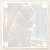 Pug met kerstverlichting vakantie glazen onderzetter (Achterkant)