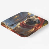 Pug met kerstverlichting vakantie papieren bordje (Gebogen)