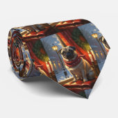 Pug met kerstverlichting vakantie stropdas (Opgerold)