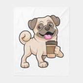 Pug met koffie om mee te gaan fleece deken (Voorkant)