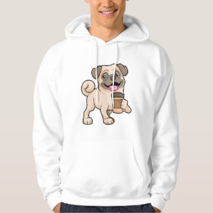 Pug met koffie om mee te gaan hoodie