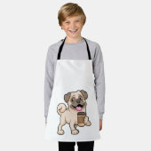 Pug met koffie om mee te gaan schort (Gedragen)