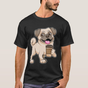 Pug met koffie om mee te gaan t-shirt