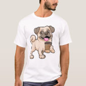 Pug met koffie om mee te gaan t-shirt (Voorkant)