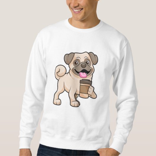 Pug met koffie om mee te gaan trui (Voorkant)