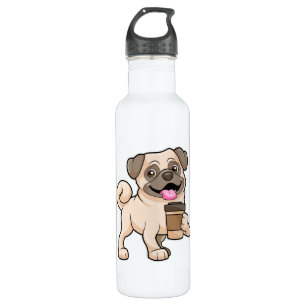 Pug met koffie om mee te gaan waterfles 