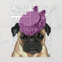 Pug met  Paars Pet