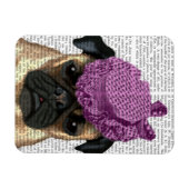 Pug met  Paars Pet Magneet (Horizontaal)