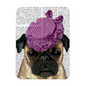 Pug met  Paars Pet Magneet (Verticaal)