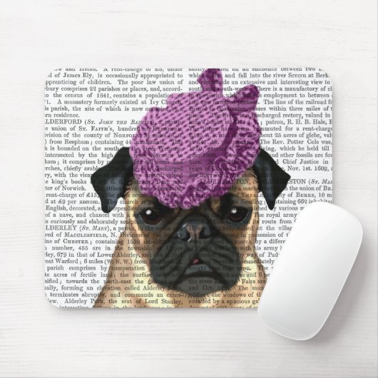 Pug met  Paars Pet Muismat (Met muis)