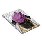 Pug met  Paars Pet Notitieboek (Rechterzijde)