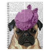 Pug met  Paars Pet Notitieboek (Voorkant)