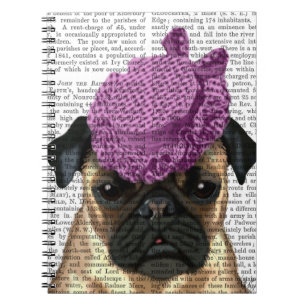 Pug met Paars Pet Notitieboek