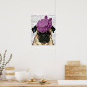 Pug met Paars Pet Poster (Keuken)