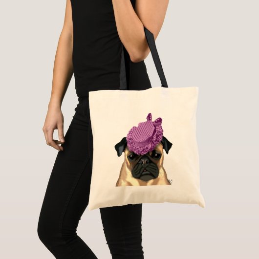 Pug met  Paars Pet Tote Bag (Voorkant (product))