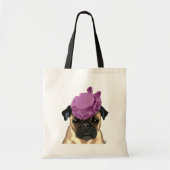 Pug met Paars Pet Tote Bag (Voorkant)
