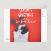 Pug met rendierantaarns briefkaart (Achterkant)