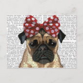 Pug met roodborstbedekking op kop briefkaart (Voorkant)