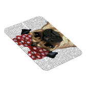 Pug met roodborstbedekking op kop magneet (Rechterzijde)