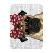 Pug met roodborstbedekking op kop magneet (Verticaal)