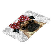 Pug met roodborstbedekking op kop magneet (Linkerzijde)