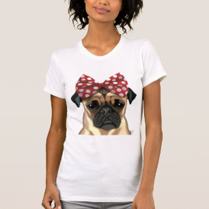 Pug met roodborstbeugel op kop t-shirt