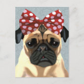 Pug met roodkleurige boeg op hoofd 2 briefkaart (Voorkant)