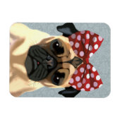 Pug met roodkleurige boeg op hoofd 2 magneet (Horizontaal)