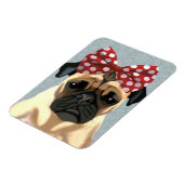 Pug met roodkleurige boeg op hoofd 2 magneet (Linkerzijde)