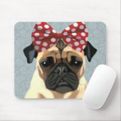 Pug met roodkleurige boeg op hoofd 2 muismat (Met muis)