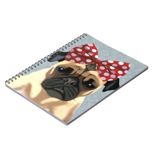 Pug met roodkleurige boeg op hoofd 2 notitieboek (Linkerzijde)