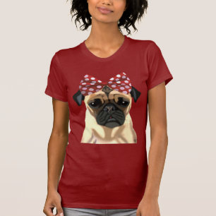 Pug met roodkleurige boeg op hoofd 2 t-shirt