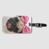 Pug met roze romp bagagelabel (Voorkant (horizontaal))