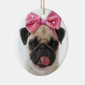 Pug met roze romp keramisch ornament (Rechts)