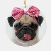 Pug met roze romp keramisch ornament (Achterkant)