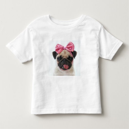 Pug met roze romp kinder shirts (Voorkant)
