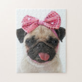Pug met roze romp legpuzzel (Verticaal)