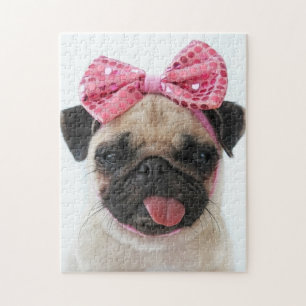 Pug met roze romp legpuzzel