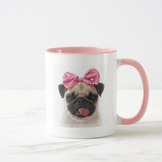 Pug met roze romp mok (Rechts)