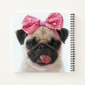 Pug met roze romp notitieboek (Achterkant)