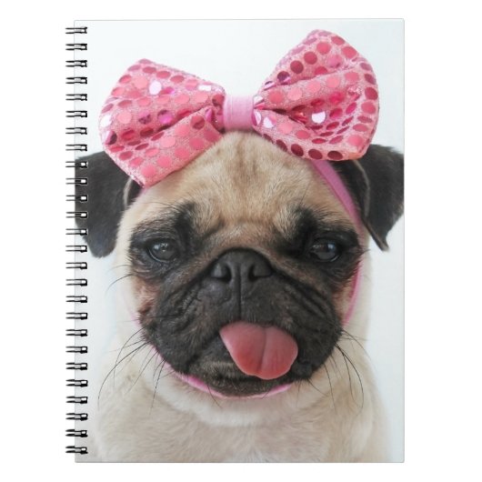 Pug met roze romp notitieboek (Voorkant)