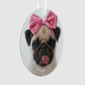 Pug met roze romp ornament (voorkant)