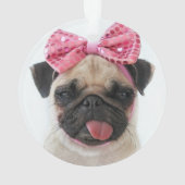 Pug met roze romp ornament (achterkant)