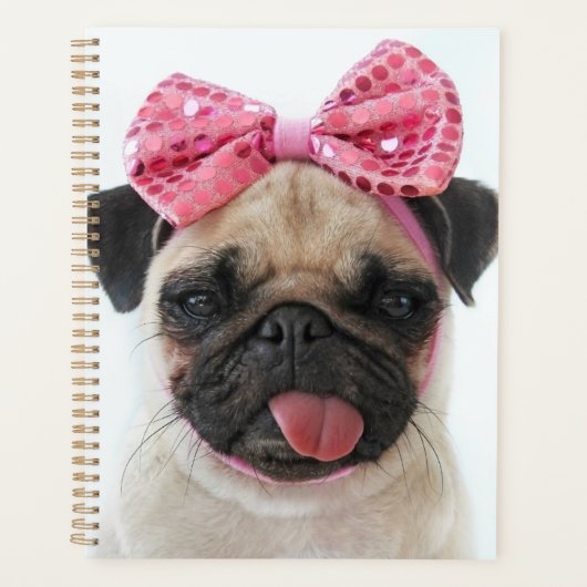 Pug met roze romp planner (Voorkant)