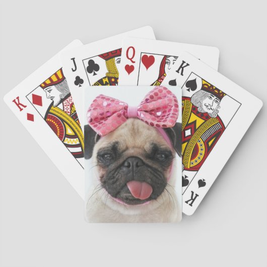 Pug met roze romp pokerkaarten (Achterkant)