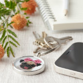 Pug met roze romp sleutelhanger (Zijkant)