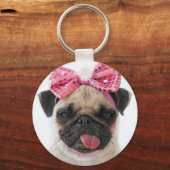 Pug met roze romp sleutelhanger (Voorkant)