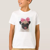 Pug met roze romp t-shirt (Voorkant)